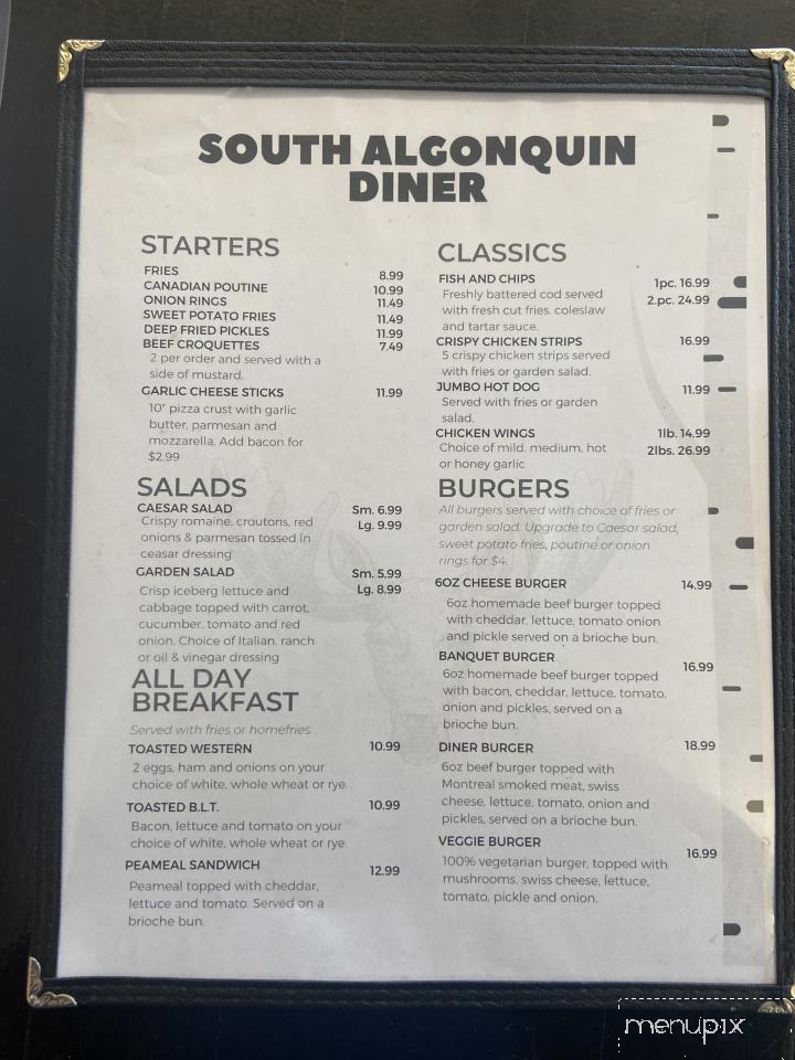 South Algonquin Diner - Wilberforce, ON menu_pic