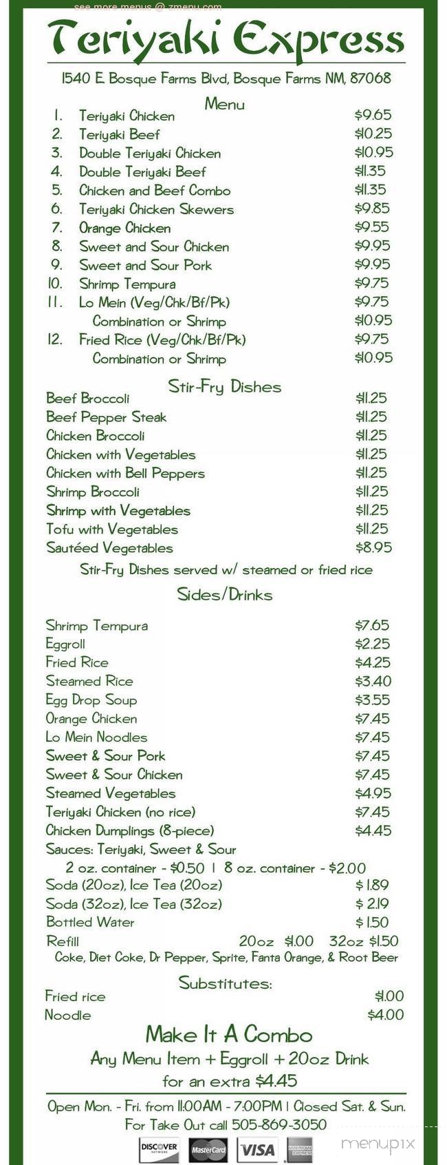 Teriyaki Express - Bosque Farms, NM menu_pic