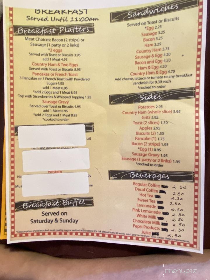 Teresa's Place - Dillwyn, VA menu_pic