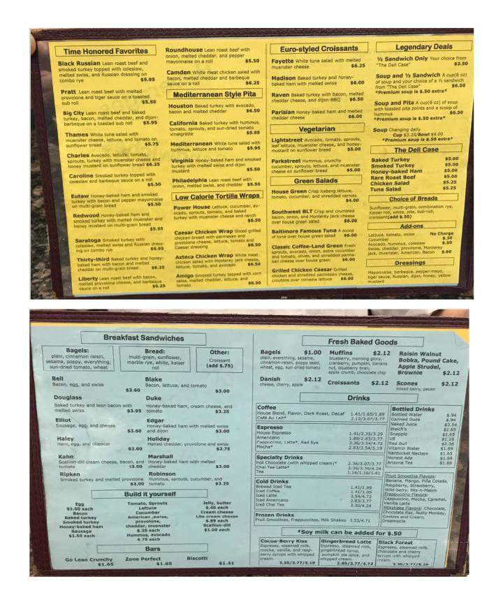 Coffeeland - Baltimore, MD menu_pic