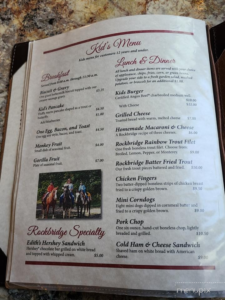 Rainbow Trout & Game Ranch Restaurant - Rockbridge, MO menu_pic
