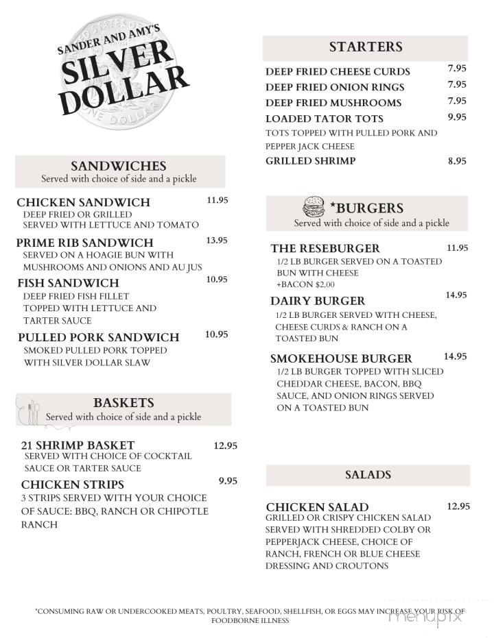 Sander and Amy's Silver Dollar - Thorp, WI menu_pic