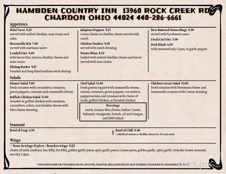 Hambden Country Inn - Chardon, OH menu_pic