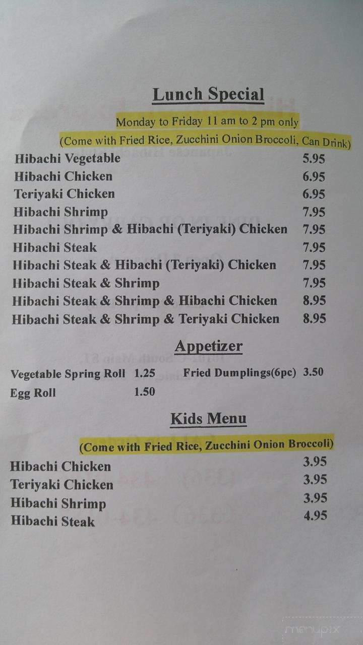 Hibachi Jr Express - Archdale, NC menu_pic