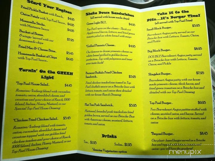 Top Fuel Grill - Old Fort, NC menu_pic