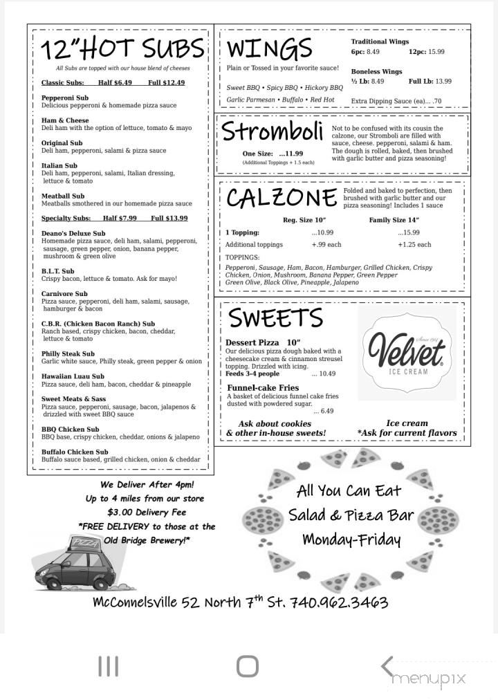 Deano's Pizza & Subs - Mcconnelsville, OH menu_pic