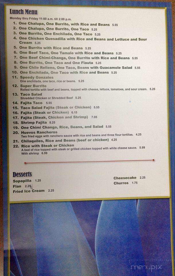 El Agave - Zachary, LA menu_pic