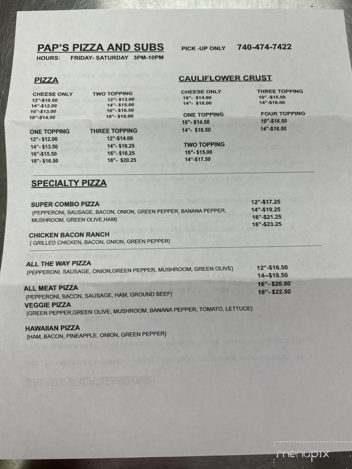 Paps Pizza - Tarlton, OH