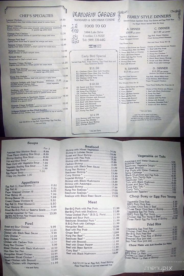 Mandarin Garden - Crestline, CA menu_pic