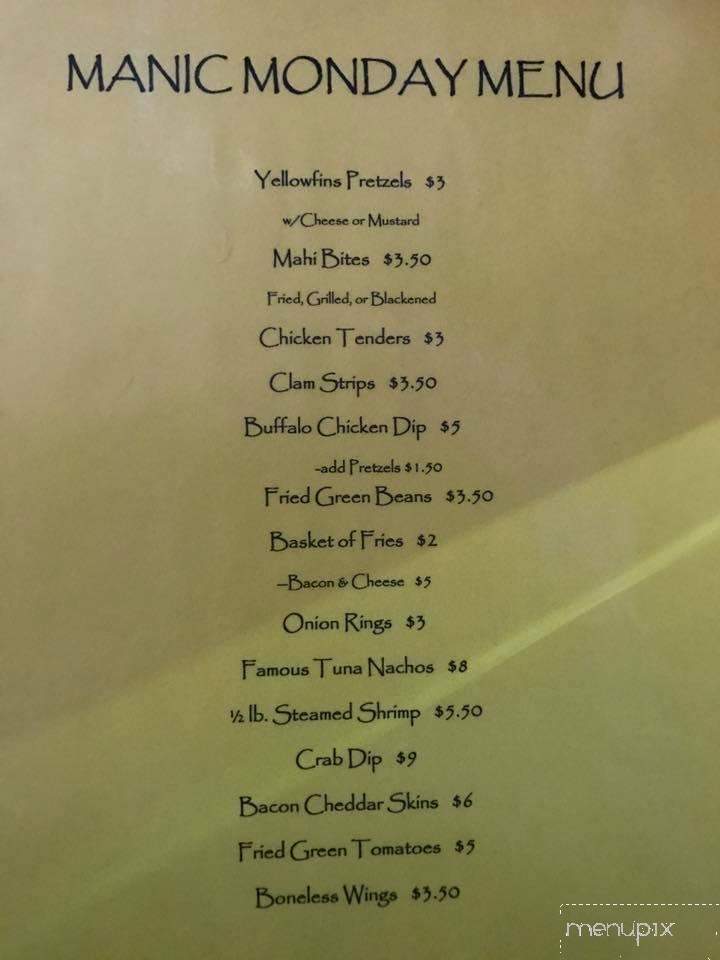 Yellowfins Bar & Grill - Selbyville, DE menu_pic