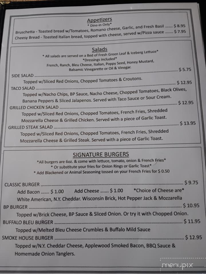 B P Inn - Brockport, PA menu_pic