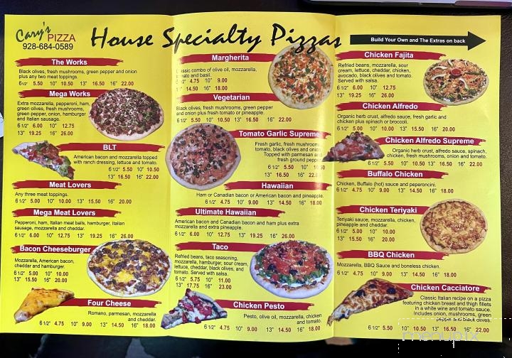 Cary's Pizza - Wickenburg, AZ menu_pic