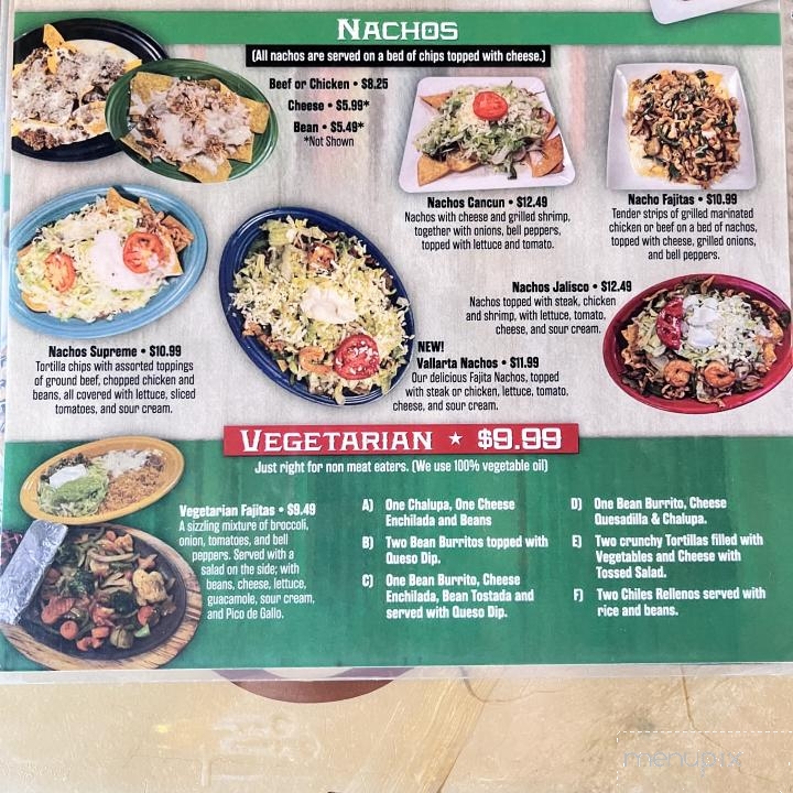 El Vallarta - Paris, TN menu_pic