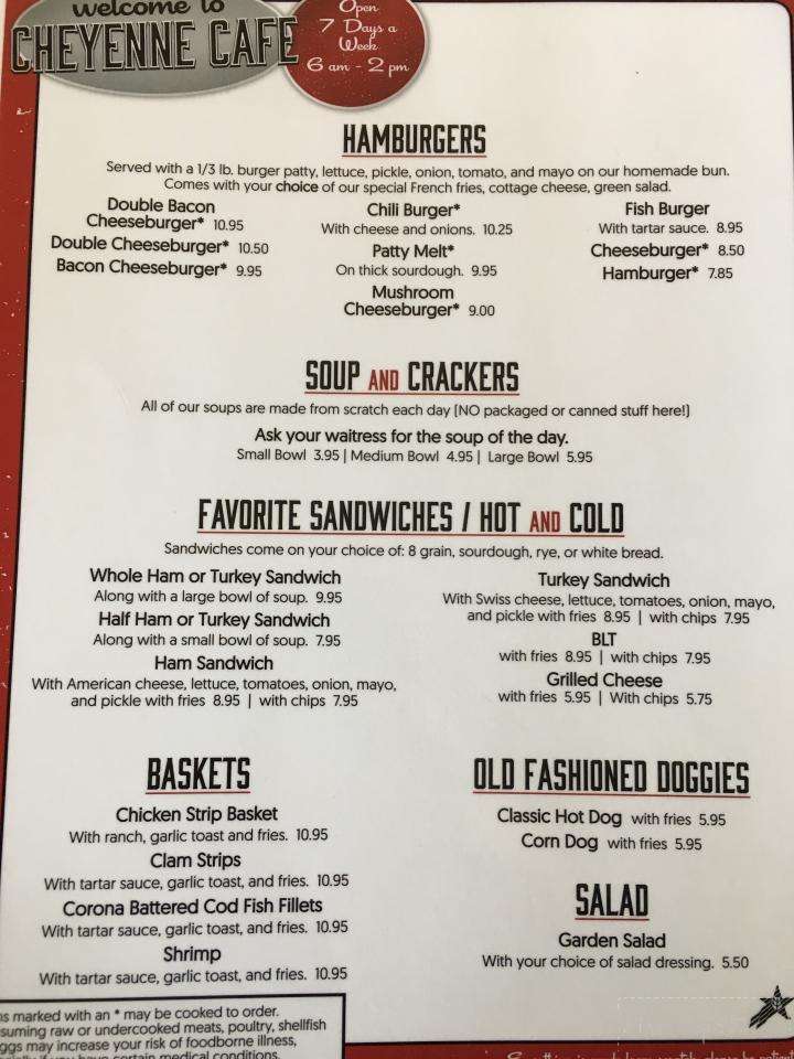 Cheyenne Cafe - Joseph, OR menu_pic