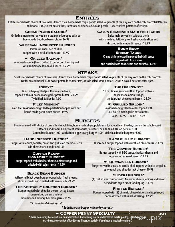 Copper Penny Grill - Forest City, NC menu_pic