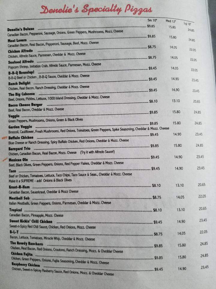 Denelies Pizza - Spooner, WI menu_pic