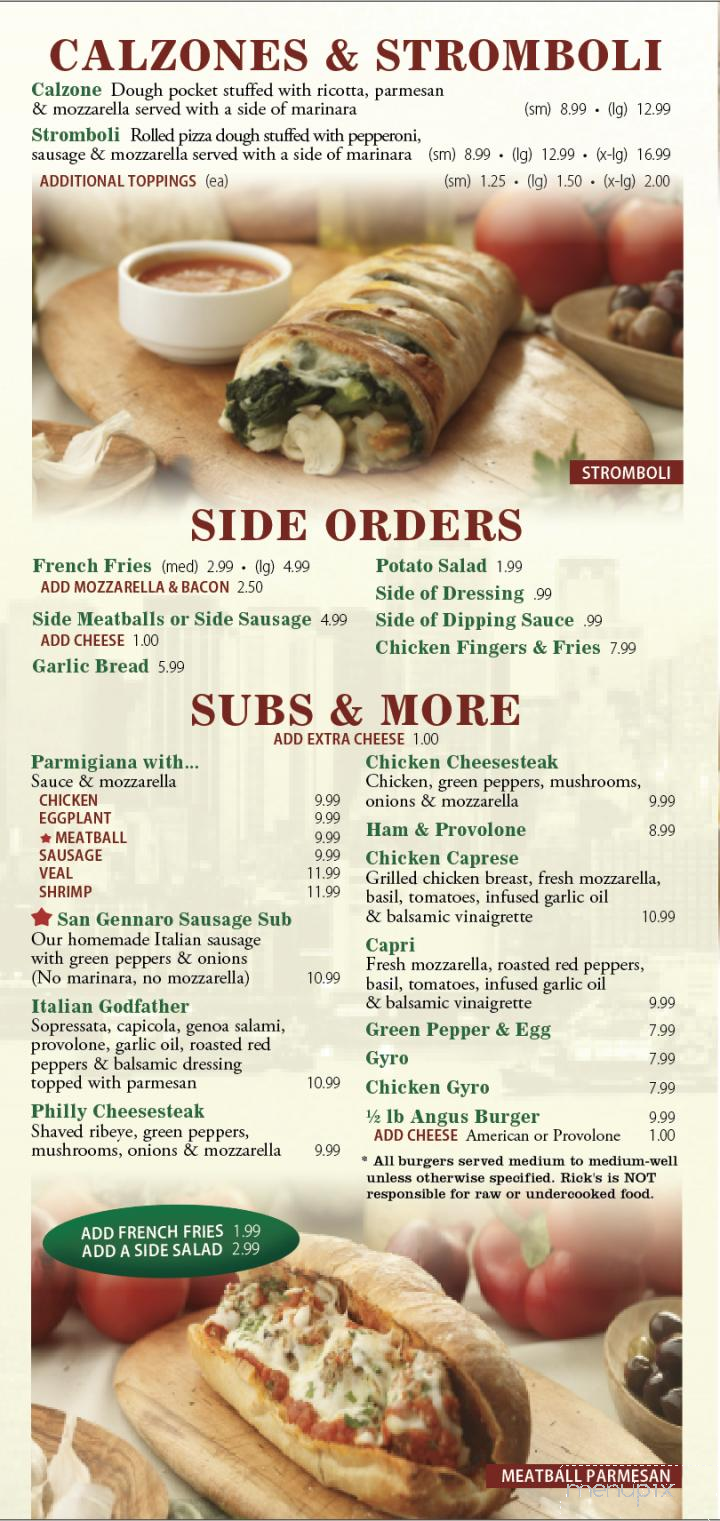 Rick's NY Style Pizza and Restaruant - Tarpon Springs, FL menu_pic