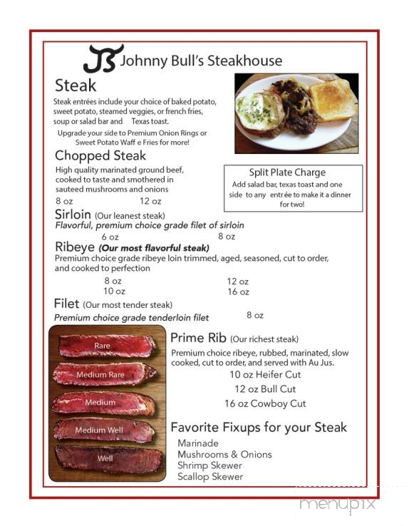Johnny Bull's SteakHouse - Louisburg, NC menu_pic