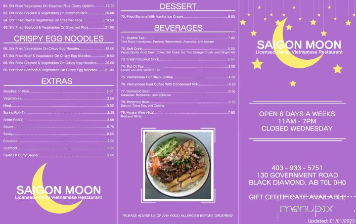 Saigon Moon - Black Diamond, AB menu_pic