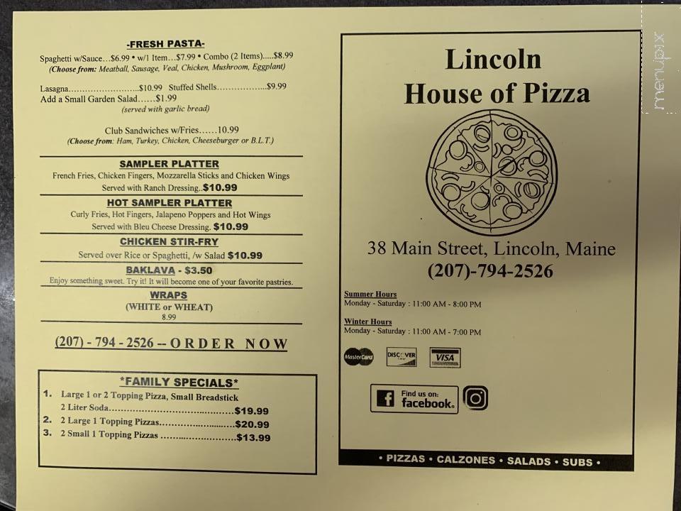 Lincoln House Of Pizza - Lincoln, ME