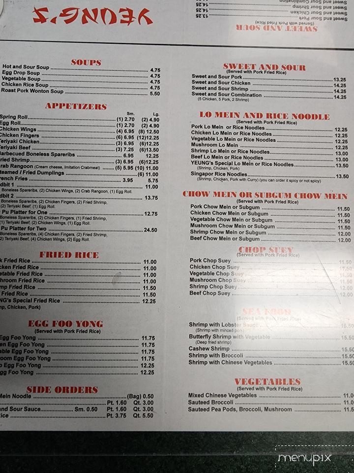 Yeung's Chinese Restaurant - Sabattus, ME menu_pic