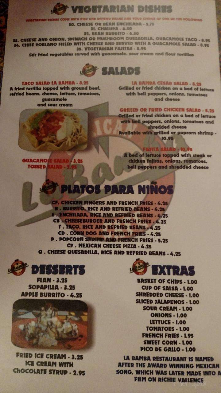 La Bamba Cafe - Headland, AL menu_pic