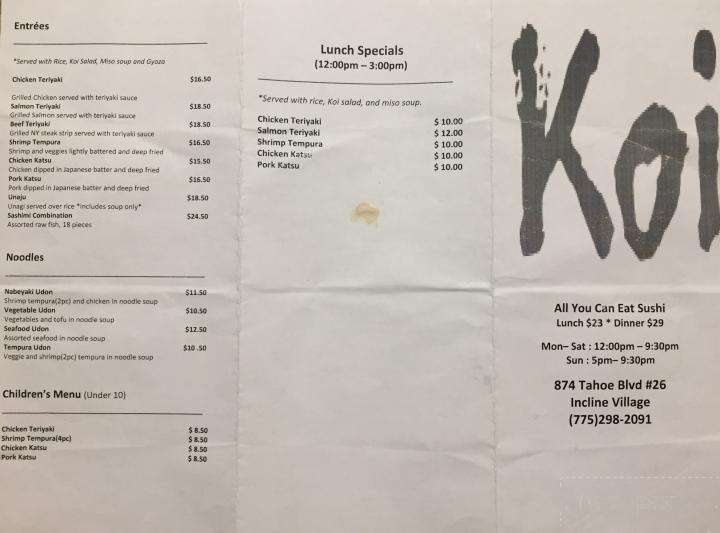 Koi Sushi - Incline Village, NV