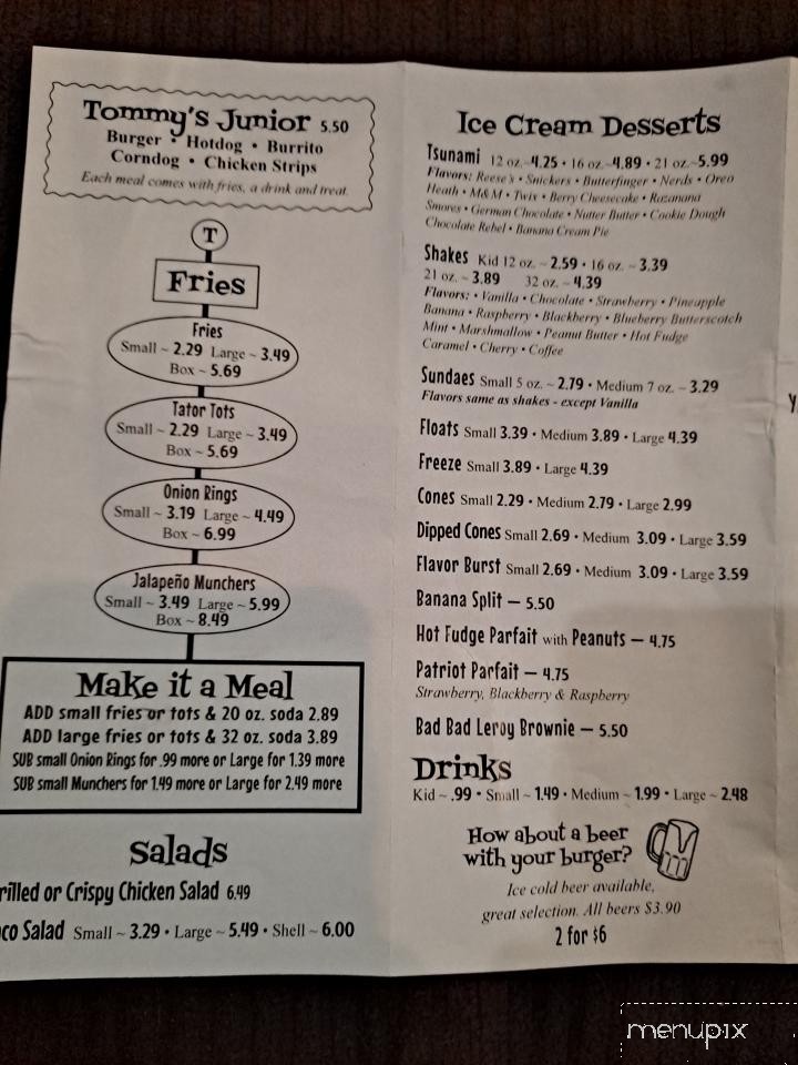 Tommy's All American Burger Co - Myrtle Creek, OR menu_pic