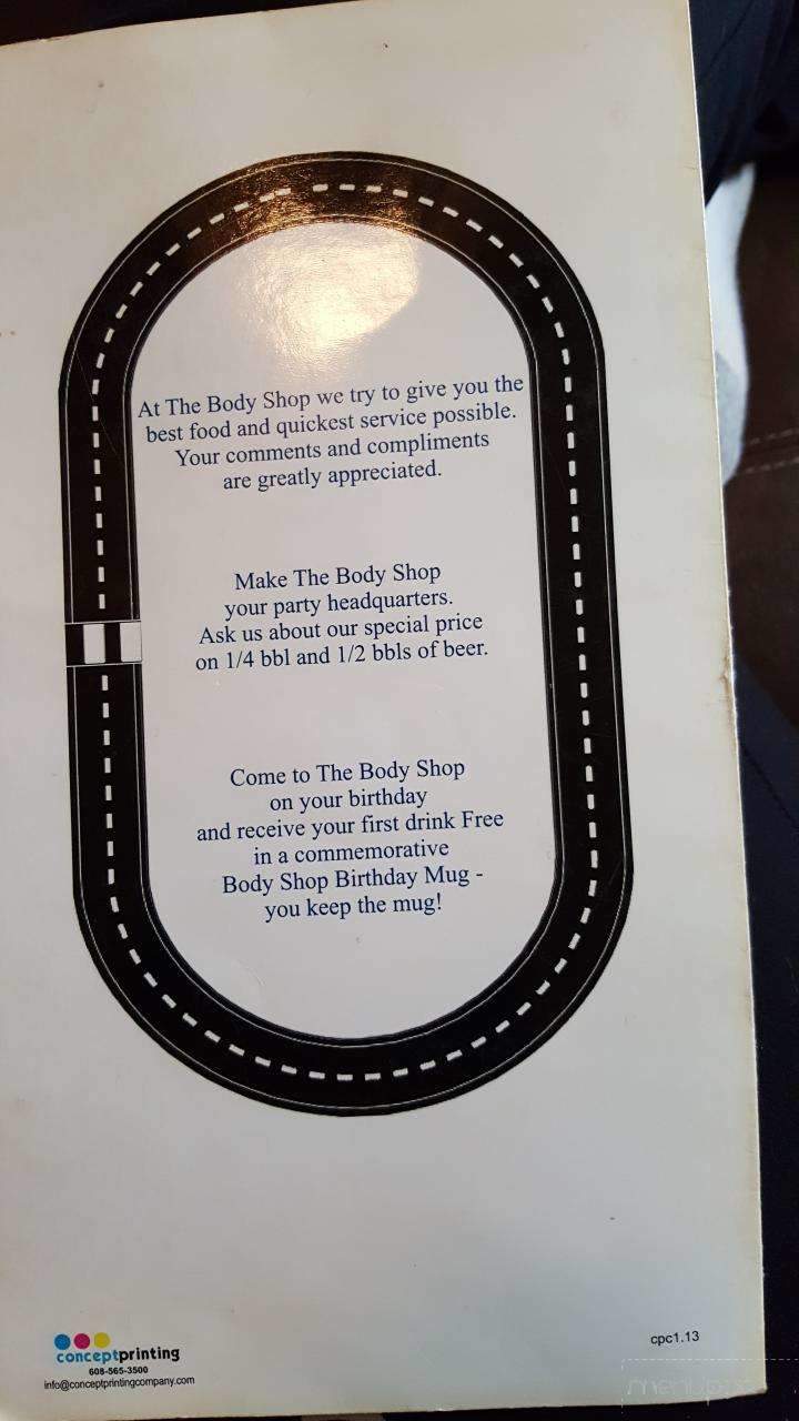 Body Shop Bar & Grill - New Lisbon, WI menu_pic