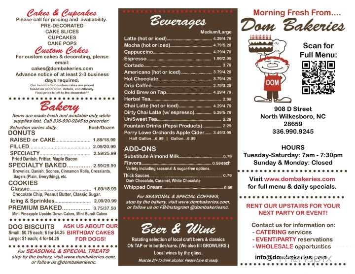 Dom Bakeries - North Wilkesboro, NC menu_pic
