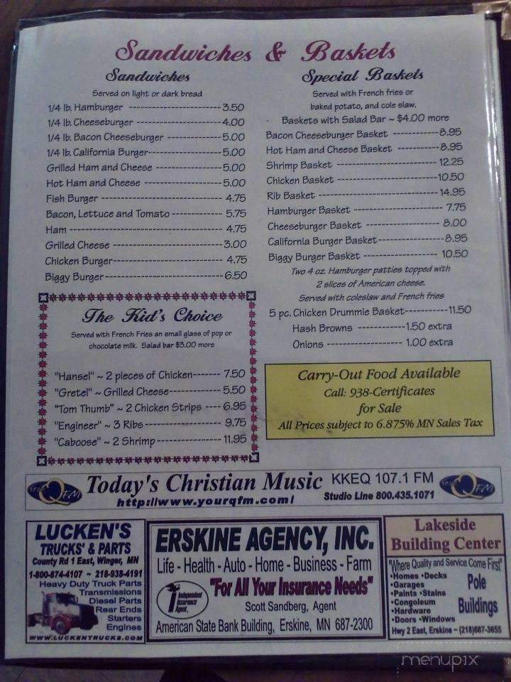 Moran's Supper Club & Lounge - Winger, MN menu_pic