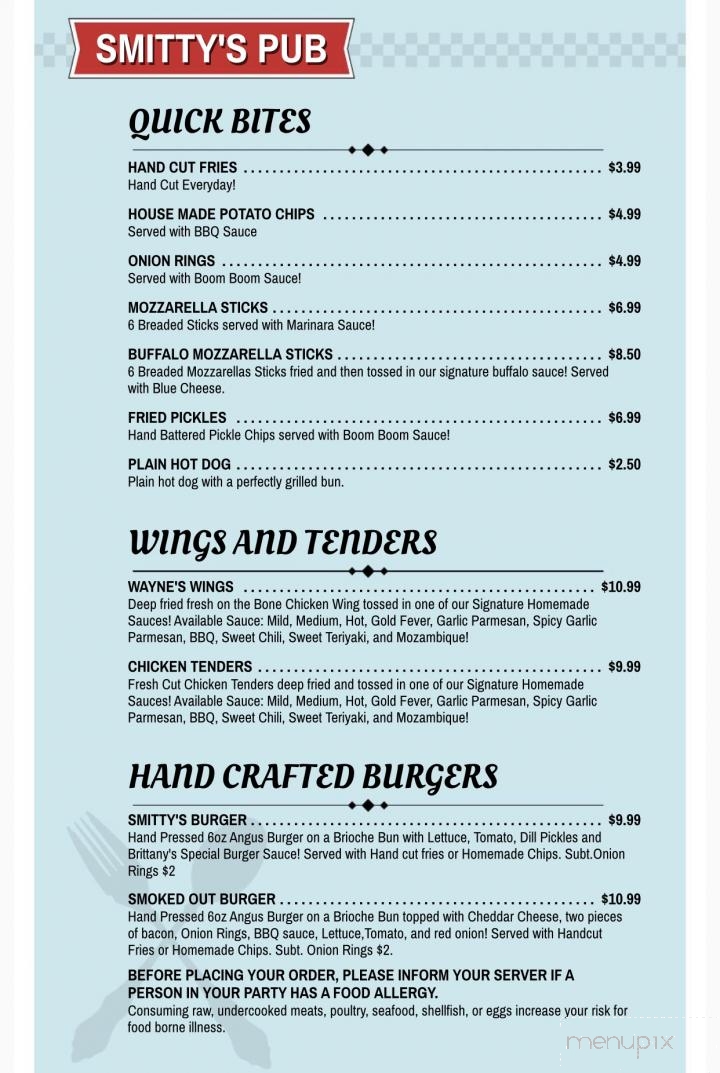 Smitty's Sports Pub - Taunton, MA menu_pic