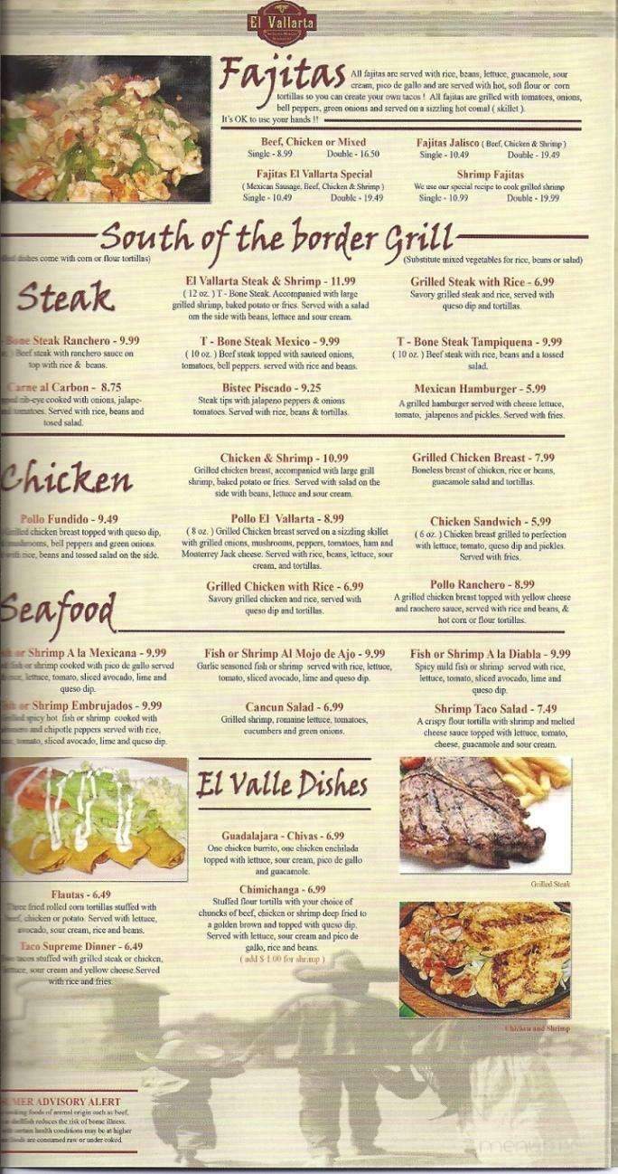 El Vallarta - Fulton, KY menu_pic