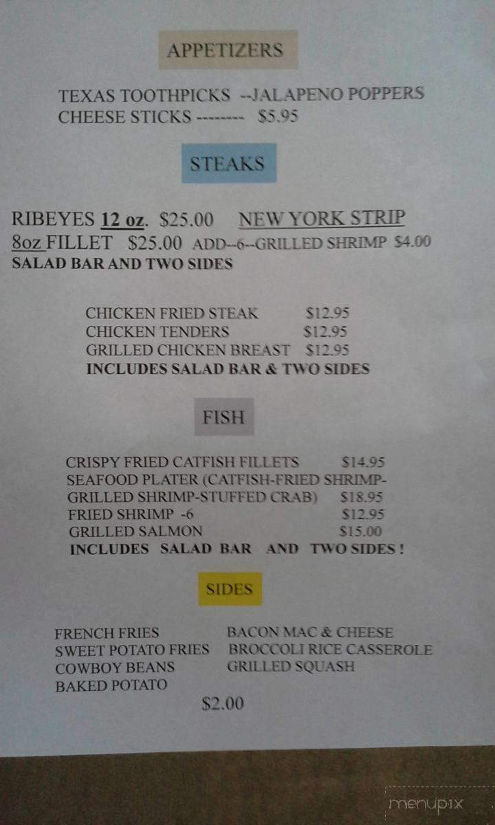 Steak Shed - Graford, TX menu_pic