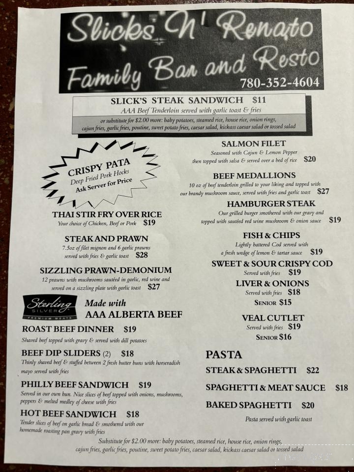Slick's Motorsports Bar - Wetaskiwin, AB menu_pic