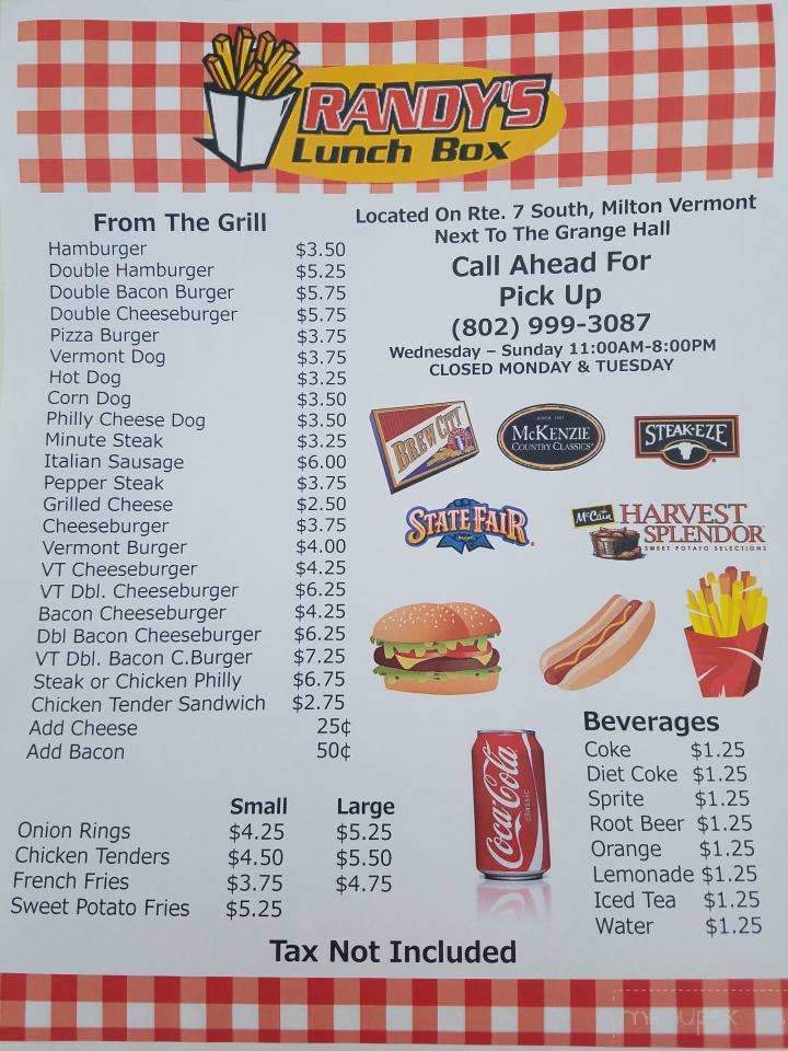 Randy's Lunch Box - Milton, VT menu_pic