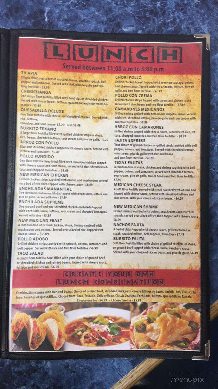 Manantial Mexican Grill - Cherryville, NC menu_pic