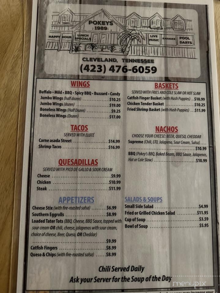 Pokey’s Music Hall & Eatery - Cleveland, TN menu_pic