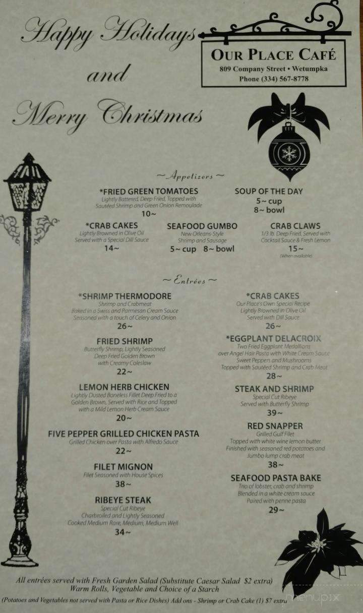 Our Place Cafe - Wetumpka, AL menu_pic