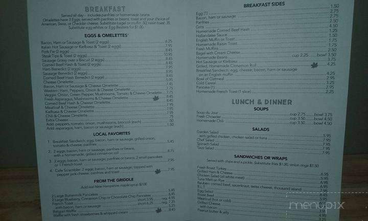 Cafe On The Oval - Milford, NH menu_pic