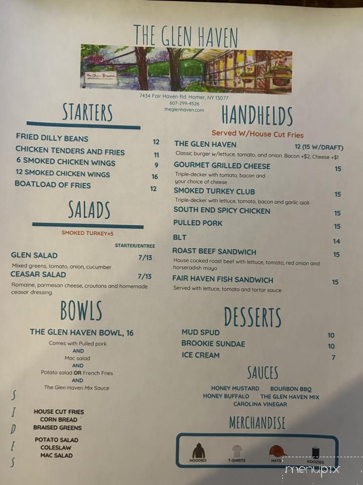 Glen Haven Hotel - Homer, NY menu_pic