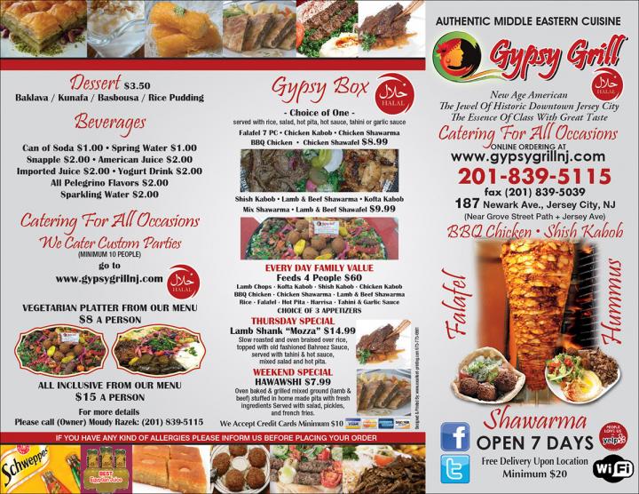 Gypsy Grill - Jersey City, NJ menu_pic