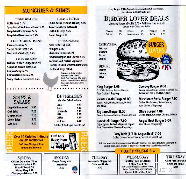 Jan's Bar - Swartz Creek, MI menu_pic