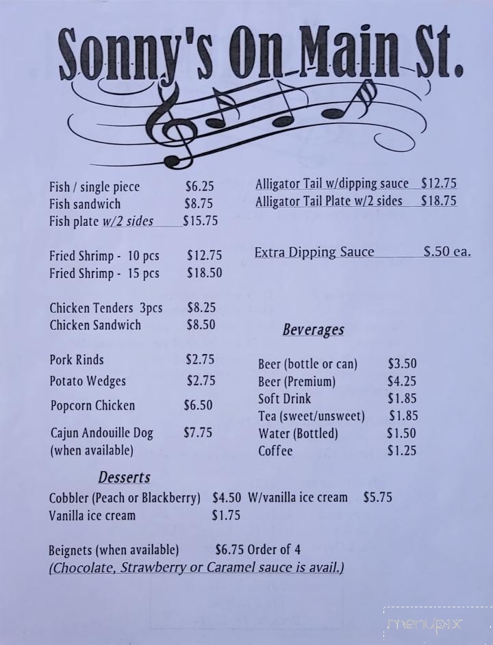 Sonny's On Main St - Decherd, TN menu_pic