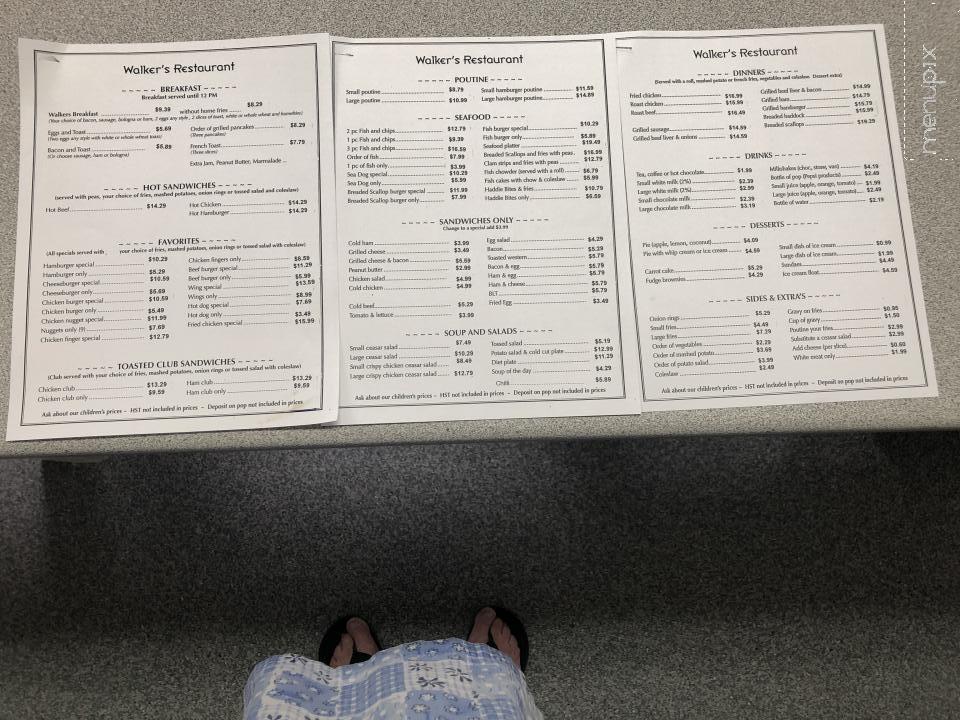 Walkers Restaurant - Windsor, NS menu_pic