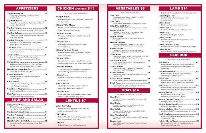 Himalayan Curry and Grill - Lancaster, PA menu_pic
