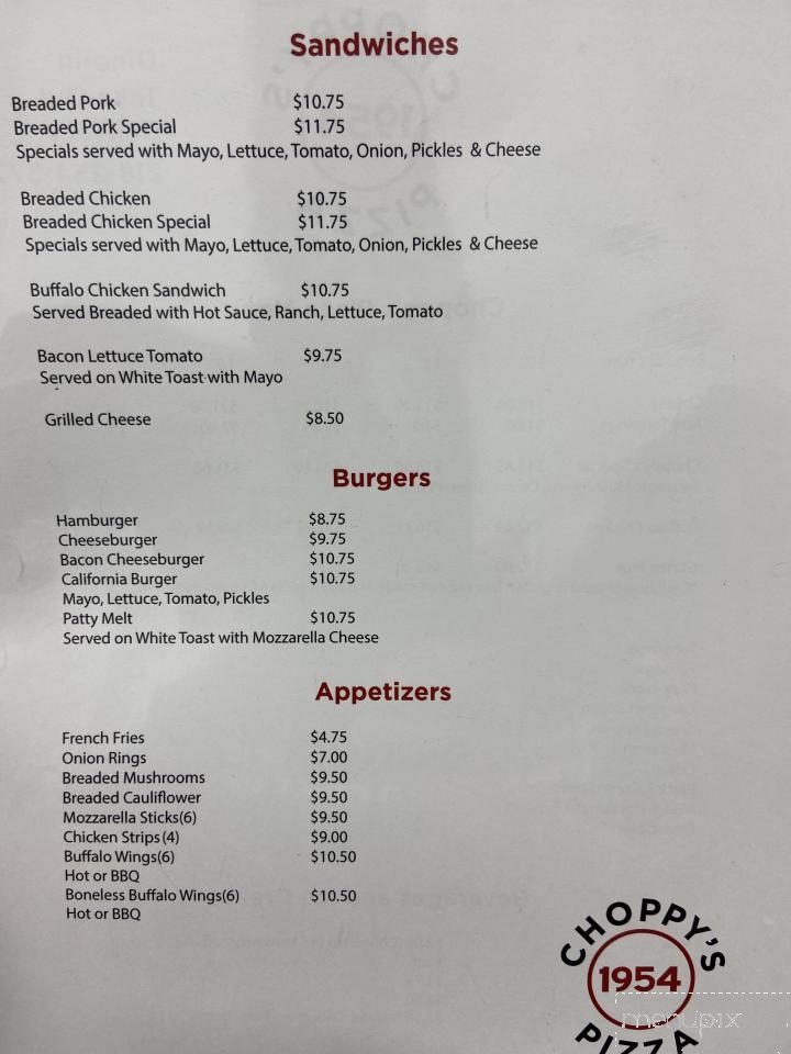 Choppy's Pizza - Chisholm, MN menu_pic