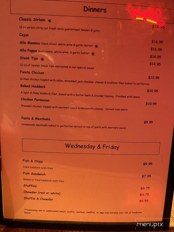 Lower Level Bar & Grill - North Smithfield, RI menu_pic