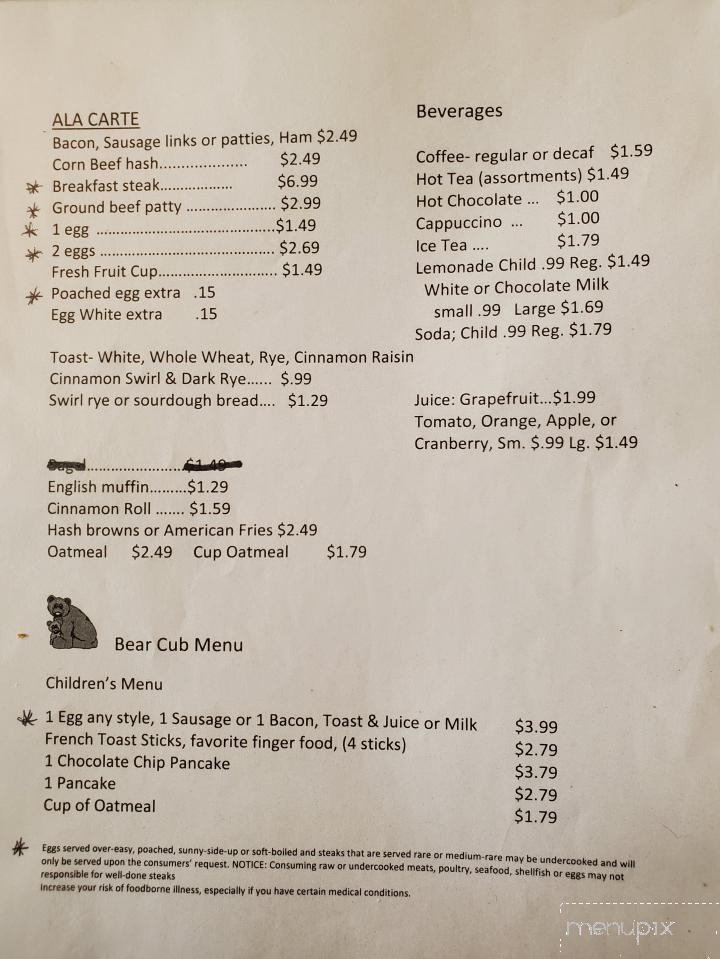 Stoney Ridge Inn - Goodman, WI menu_pic