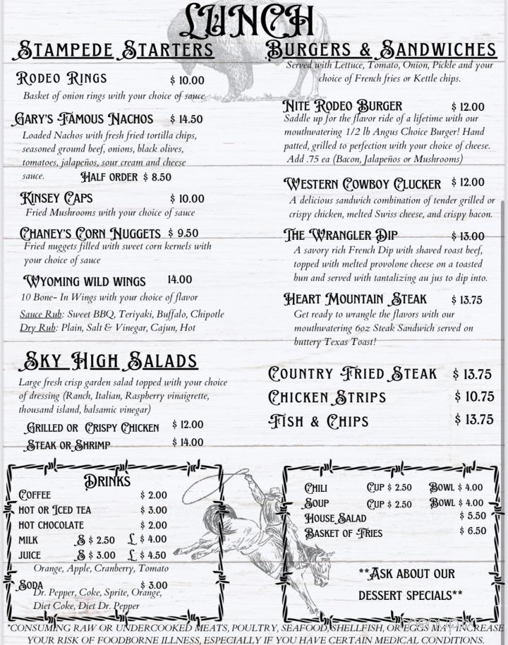 Heart Mountain Bar & Grill - Cody, WY menu_pic
